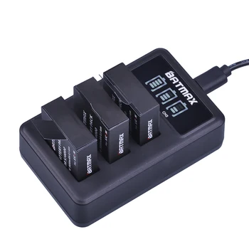 2stk SJ4000 PG1050 Batterier + LED 3slots USB-Oplader til SJCAM SJ4000,M10,SJ5000 Serie Eken H9 / H9R Ultra HD 4K-Action-Kamera