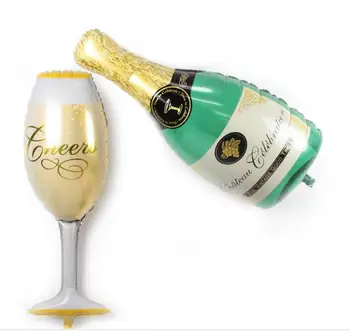 2stk Stor Flaske Champagne Glas Aluminium Folie luft Ballon bolde Bryllup Fødselsdag Part Forsyninger globos helium