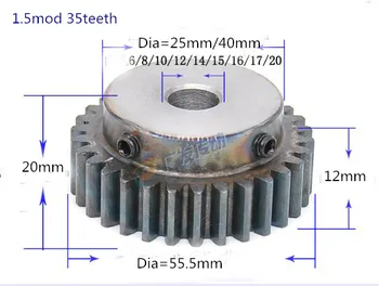 2stk Tand quenching Spur Gear pinion 1,5 M 35T 1.5 mod gear rack 35teeth bar 6-20mm spur gear præcision 45 stål cnc-pinion