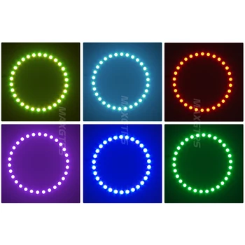 2x Multi-Farve 60mm 70mm 80mm 90mm 100mm 120mm Angel Eyes RGB 5050 Halo Rings LED Pære Flash bilforlygte KØRELYS Med IR Kontrol