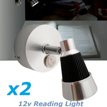 2X12VDC LED Rotere Reading Light Cool/Warm White Sengen Drejeligt vægbeslag Lys Bog indvendige Lampe RV Campingvogn, Autocamper, Trailer