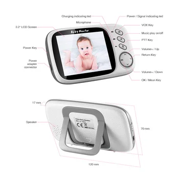 3,2 tommer Trådløs Video Farve Baby Monitor med Høj Opløsning Baby Barnepige Sikkerhed Kamera nattesyn Temperatur Overvågning