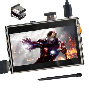 3,5 LCD-HDMI-USB-Touch-Skærm, 320x480 til 1920x1080 LCD-Skærm, Lyd med klar sag for Raspberry Pi 3 Pi 2(Spiller du Spil Video)