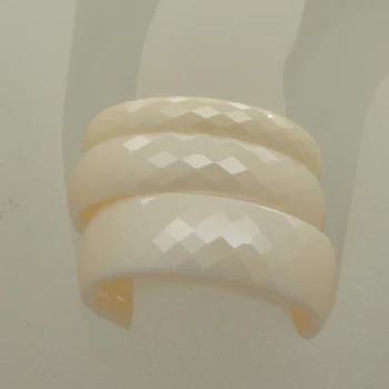 3,5 mm bredde sjælden perle elfenben farve klassiske multi facett hi-tech ridse bevis keramik ring