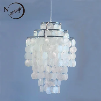 3 Cirkel DIY moderne hvide naturlige muslingeskal pendel lampe stativ E27 Lys Dia 35cm Shell lamper til soveværelset hjem stue