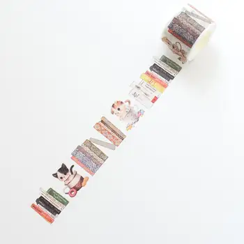 3 cm Bred Læsning Kat Washi Tape Tape DIY Scrapbooking Mærkat Mærkat Masking Tape