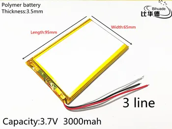 3 line-Gratis fragt 1stk/masse 3,7 V 3000mAh Lithium Tablet-polymer batteri til Tablet PC / MID PDA 356595 SD356595