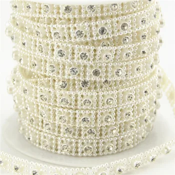 3 Meter/Masse Indlagt Diamanter Fiskesnøre Kunstige Perler, Perler, Kæde, Krans Blomster Til Bryllup Brude Buket, Dekoration