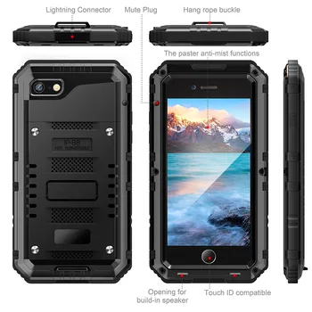 3 Proofings Armor Case Til iphone X 8 Metal, Aluminium Snavs, Stød Vandtæt IP68 Tilfældet For iPhone 6 6s 7 8 Plus Tunge Robust Cover