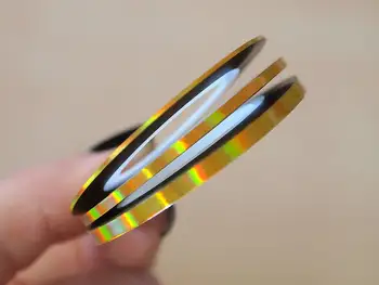 3 ruller af guld rainbow nail art striping tape/1 mm, 2 mm og 3 mm bred/ Holo nail striping tape/ Nail foil/ Nail art