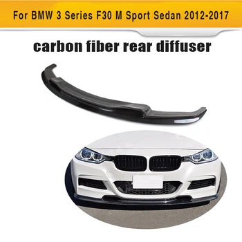 3-Serien kulfiber front læbe kofanger protektor for BMW F30 M Sport Sedan 4 Dørs 2012-2016 320i 328i 335i 3D-style Black FRP