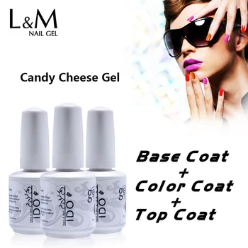 3 Stk IDO polske Ost, Slik Gel Neglelak Soak Off UV-LED Nail Art Base Top Coat Nye Gelpolish 15 ML Salon Farve