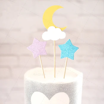 3 stk/masse stjernede månen ballon kage topper fødselsdag kage dekoration cupcake flag baby brusebad part, kids bryllup fordel af forbrugsstoffer