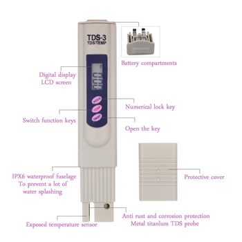 3 stk/masse TDS EF Meter/Tester,PH EF meter,ledningsevne meter Pen,akvarium,tester filter vandkvalitet 15%off