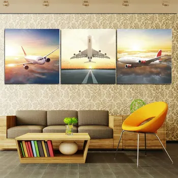 3 Stykke Lærred Maleri Solnedgang Fly Væg Billeder til stuen Home Decor Print på Lærred Selskabets Kontor Wall Decor HY127