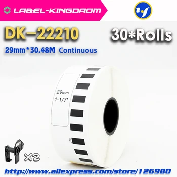30 Refill Ruller Kompatibel DK-22210 Label 29mm*30.48 M Kontinuerlig Kompatible Brother Label Printer Hvide Papir DK22210