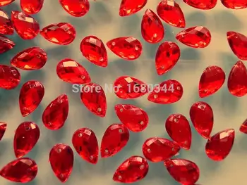 300pcs Rød farve Sy på perle, krystal 8*13mm Drop form flatback sten akryl rhinestones strass diamant