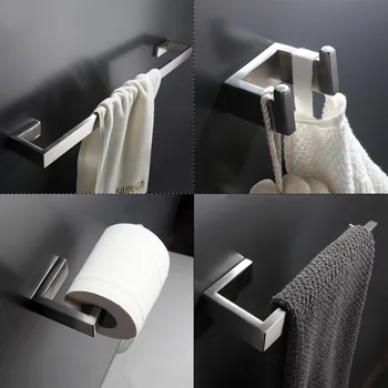 304 Rustfrit Stål Badeværelse Tilbehør Sæt En Enkelt Håndklæde Bar, Robe Hook, Papirholderen Badekar Hardware Sæt