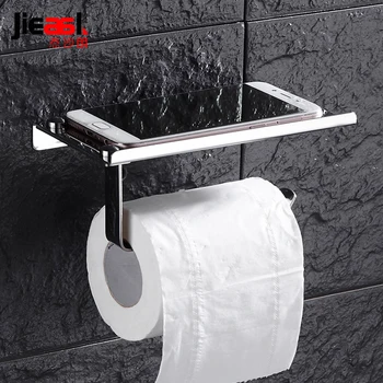304 Rustfrit Stål Toilet Roll Holder Væghængt Toiletpapirholder Mobiltelefon Toiletpapir Max Badeværelse Tilbehør