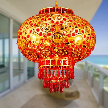 30CM K9 Røde Lanterner Crystal Droplight Kan Rotere 360 Grader, Kinesiske Lanterne Pendel Lampe Loft Lys Party Bryllup Lys
