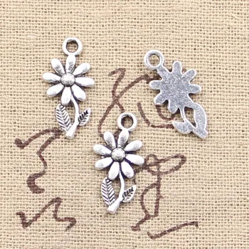 30stk Charms-blomst 19*10mm Antik Sølv Belagt Vedhæng Gør DIY Håndlavede Tibetanske Sølv Smykker