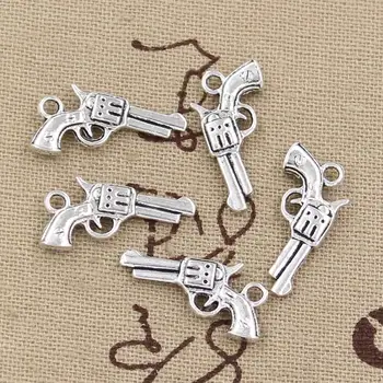 30stk Charms pistol pistol 22*12 mm håndlavede Håndværk vedhæng gøre pasform,Vintage Tibetansk Sølv,DIY til armbånd halskæde