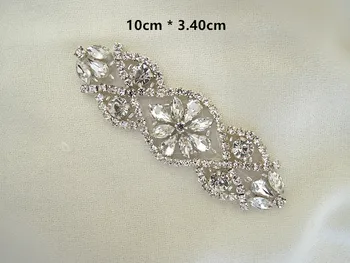 (30stk) Engros hånd beaded syning sølv krystal rhinestone applikationer patch til kjoler hovedbøjle DIY jern på WDD0206