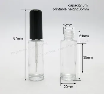 30stk/masse 8ml Tom Neglelak Flaske/Gennemsigtig neglelak flaske med hvid pensel