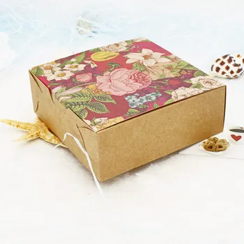 30stk/masse Vintage Blomst Kraftpapir Max Jul gaveæske Bryllup Slik Emballage Kasser Cookie Chokolade Macaron Kasser