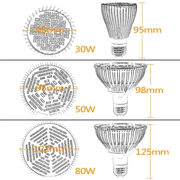 30W/50W/80W Fulde Spektrum E27 AC85-265V 5730SMD LED Gro Lampe Til Planter Og Hydroponics Vokse/Flor Belysning Gratis Fragt