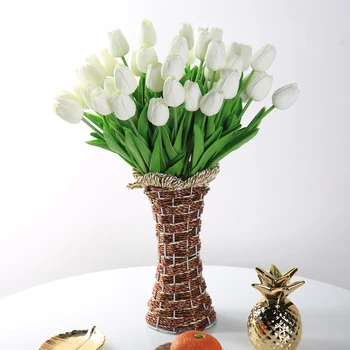 31 Stykker/masser Kunstige Tulip Flower Rigtige Touch Bryllup Buket kunstige Silke blomster til Hjemmet udsmykning party