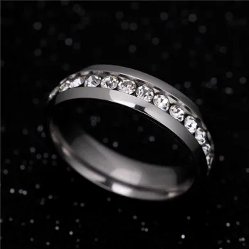 316 Rustfrit Stål krystal bryllup Titanium Stål Finger Ringe for kvinder og Mænd i rustfrit stål ring fremme rabat