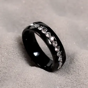 316 Rustfrit Stål krystal bryllup Titanium Stål Finger Ringe for kvinder og Mænd i rustfrit stål ring fremme rabat