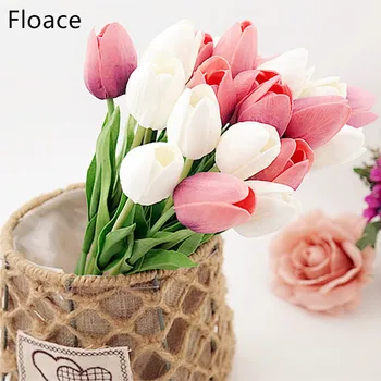 31PCS/MASSE PU Tulipaner Kunstige Blomster Rigtige touch kunstige para indre mini tulip Hjem til Bryllup Blomster dekoration