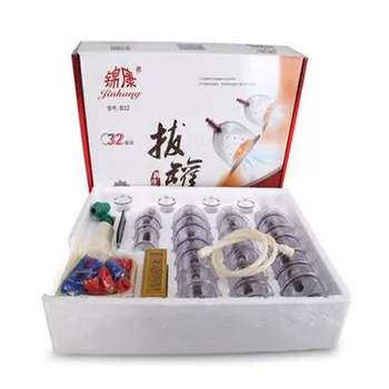 32 Stykker Dåser, kopper kinesiske vakuum cupping kit trække en vakuum-terapi apparater slappe af massagers kurve sugepumper