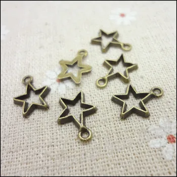 350 stk Charms Fem-takkede stjerne, Antik bronze, Zink Legering, Fit Armbånd, Halskæde DIY Metal Smykker Resultater