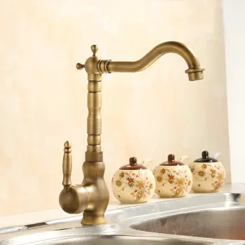 360 Rotere Antik Messing Finish Køkken Vandhaner Badeværelse Håndvask Håndvask Hane Blandingsbatteri
