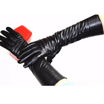 38 cm lange læder handsker lige stil fåreskind handsker fløjl foringsmaterialer: varmt efterår og vinter udendørs kolde gratis fragt