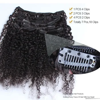 3B 3C Kinky Krøllet Clip I Human Hair Extensions Hovedet Fuld Sæt Naturlige Menneskelige Hair Clip-Ins Rosa Queen Brasilianske Remy Hår