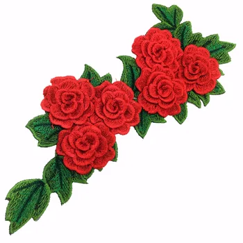 3D Blomst Plaster Tilbehør til Beklædningsgenstande Røde Blomster Broderi Applikationer Tilbehør til Udsmykning Hotfix Jean Patches NL291
