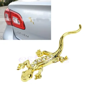 3D Gecko Form Chrome Logo Badge Decal Bil Lastbil Motor Mærkat Decals Sølv Gyldne