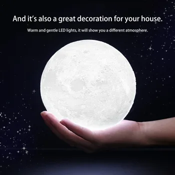 3D Magiske Månen LED Nat Lys Moonlight bordlampe USB-Genopladelige 3 Lyse Farver Trinløs for boligindretning Jul indretning