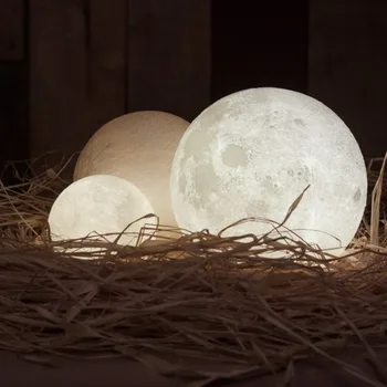 3D Magiske Månen LED Nat Lys Moonlight bordlampe USB-Genopladelige 3 Lyse Farver Trinløs for boligindretning Jul indretning