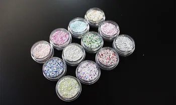 3D Nail Art Glitter 12 Farver Sne Akryl Pulver UV-Nail Glitter Pulver Manicure Værktøj