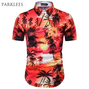 3D Palm Tree Hawaii Skjorte til Mænd 2017 Sommeren Brand Design Herre Kald Stranden Shirts, Casual Korte Ærmer Mand Camisa Social-Shirts