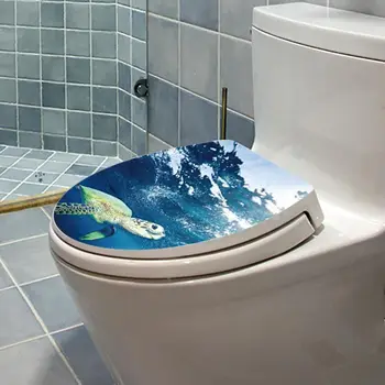 3D PVC havskildpadde Trykt Wall Sticker WC Piedestal Pan Dække Toilet Afføring Kommode Hjem dekoration
