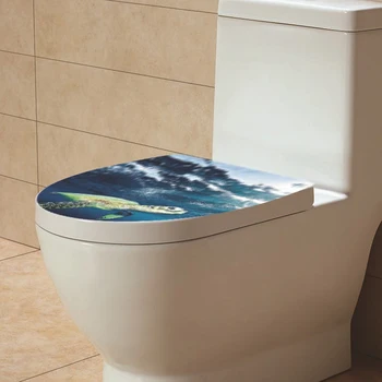 3D PVC havskildpadde Trykt Wall Sticker WC Piedestal Pan Dække Toilet Afføring Kommode Hjem dekoration