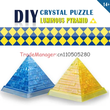 3D Pyramide med flash crystal tre-dimensionelt puslespil DIY gave toy