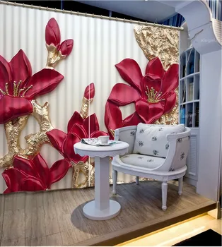 3D Vindue Gardiner, Sengetøj værelse 3d relief blomst Sengetøj værelse 3D, Gardiner til stuen