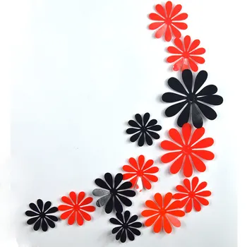 3D-Væg Blomster Ren Farve-TV. stue Sofa Baggrund Wall Stickers 12Pcs/ Plast Klistermærker vægoverføringsbilleder Home Decor
